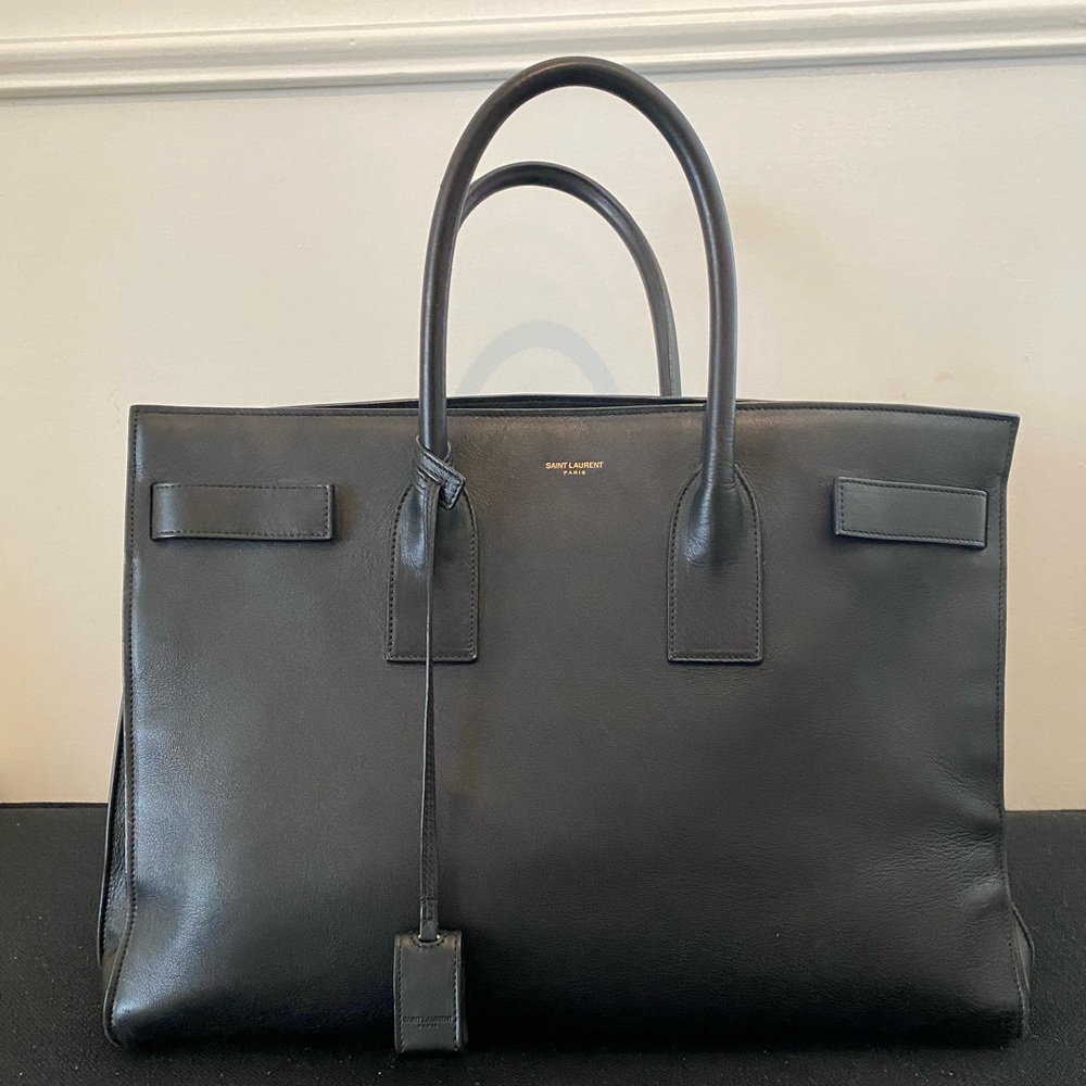 Saint Laurent Large Black Leather Sac De Jour Bag